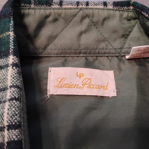 Vintage Lucien Piccard Men's Size M Wool Plaid Button Front Shirt - Picture 2 of 12